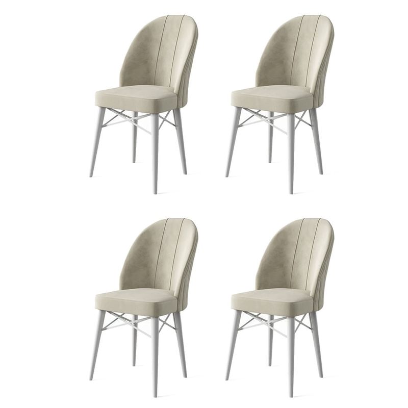 Casa si Gradina - Mobilier - Scaune si fotolii - Scaune - Set scaune, Hanah Home, metal, crem si alb, 44x42x96 cm, 4 piese - Infinity.ro