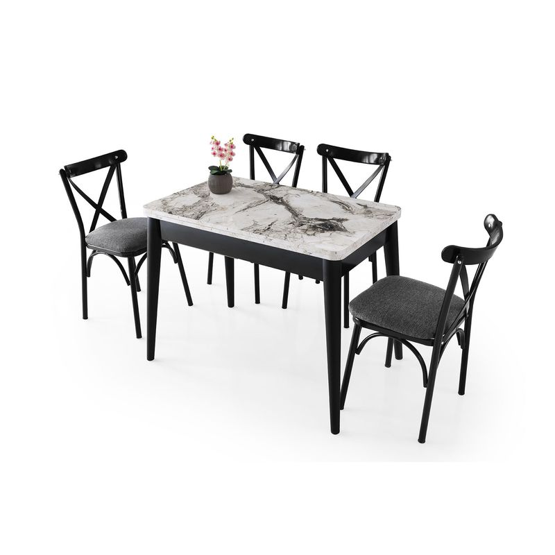 Casa si Gradina - Mobilier - Mese si birouri - Mese bucatarie si dining - Masa extensibila, Hanah Home, pal melaminat, marmura alba, 100x60x75 cm - Infinity.ro