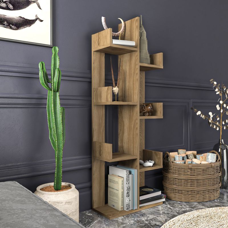 Casa si Gradina - Mobilier - Biblioteci si rafturi - Biblioteci - Biblioteca, Hanah Home, PAL melaminat, stejar oud, 50x22x173 cm - Infinity.ro