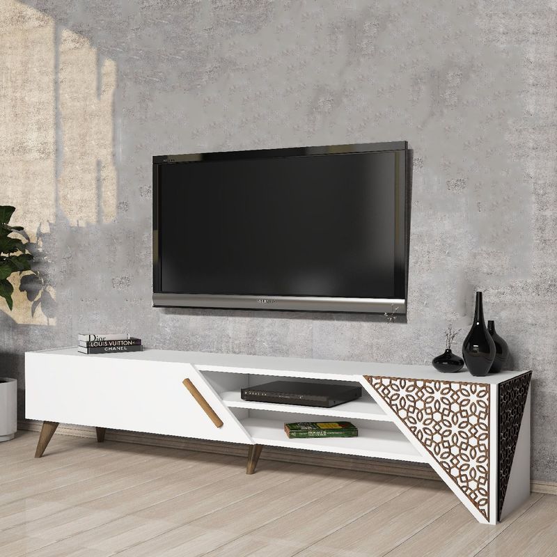 Casa si Gradina - Mobilier - Comode si corpuri - Comode - Comoda tv, Hanah Home, pal melaminat, alb, 180x40x37 cm, 845HCT5501 - Infinity.ro