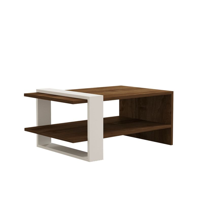 Casa si Gradina - Mobilier - Mese si birouri - Masute de cafea - Masuta de cafea, Hanah Home, pal melaminat, nuc si alb, 80x50x35 cm - Infinity.ro