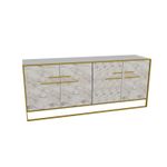 Casa si Gradina - Mobilier - Comode si corpuri - Console - Consola, Hanah Home, panou de particule melaminat, auriu alb, 179.9x47.3x75 cm - Infinity.ro