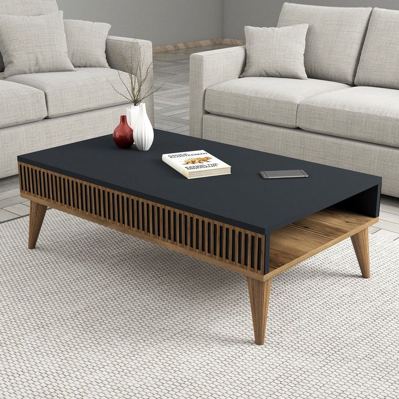 Casa si Gradina - Mobilier - Mese si birouri - Masute de cafea - Masuta de cafea, Hanah Home, pal melaminat, nuc si antracit, 105x60x34.6 cm, 845HCT2888 - Infinity.ro