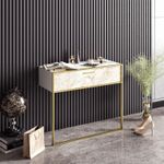 Casa si Gradina - Mobilier - Comode si corpuri - Console - Consola, Hanah Home, panou de particule melaminat, auriu alb, 90x38.5x76.8 cm - Infinity.ro