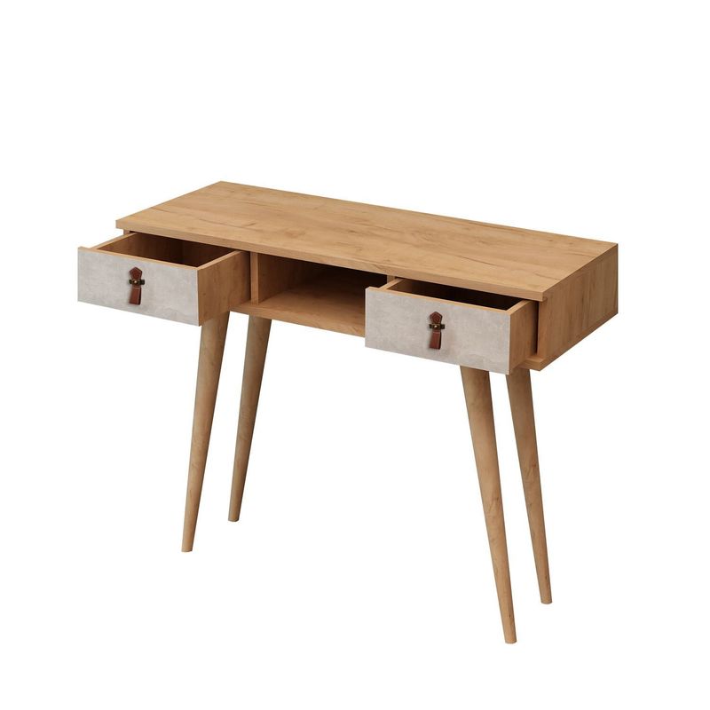 Casa si Gradina - Mobilier - Comode si corpuri - Console - Consola, Hanah Home, pal melaminat, stejar si alb, 100x30x87.6 cm - Infinity.ro