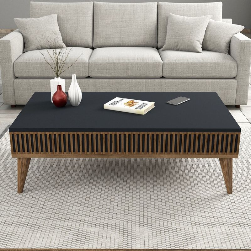 Casa si Gradina - Mobilier - Mese si birouri - Masute de cafea - Masuta de cafea, Hanah Home, pal melaminat, nuc si antracit, 105x60x34.6 cm, 845HCT2888 - Infinity.ro