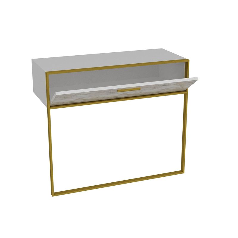 Casa si Gradina - Mobilier - Comode si corpuri - Console - Consola, Hanah Home, panou de particule melaminat, auriu alb, 90x38.5x76.8 cm - Infinity.ro