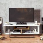 TV, Audio-Video si Foto - Accesorii TV si audio - Suporturi TV - Suport tv, Hanah Home, pal melaminat, alb, negru, stejar, 119.4x40.2x35.2 cm - Infinity.ro