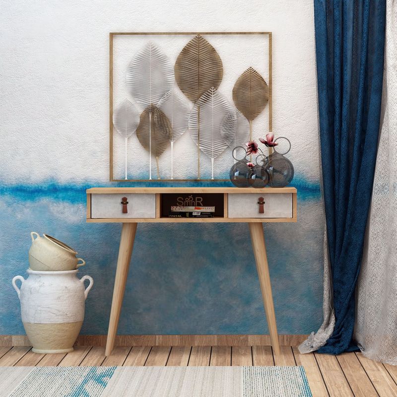 Casa si Gradina - Mobilier - Comode si corpuri - Console - Consola, Hanah Home, pal melaminat, stejar si alb, 100x30x87.6 cm - Infinity.ro