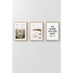 Casa si Gradina - Decoratiuni - Tablouri - Set tablouri decorative inramate, Wallxpert, lemn masiv, multicolor, 33x48 cm (3 piese), 786DKT1392 - Infinity.ro