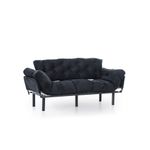 Casa si Gradina - Mobilier - Canapele si coltare - Canapele - Canapea extensibila 3 locuri, Hanah Home, metal, negru, 185x85x70 cm - Infinity.ro