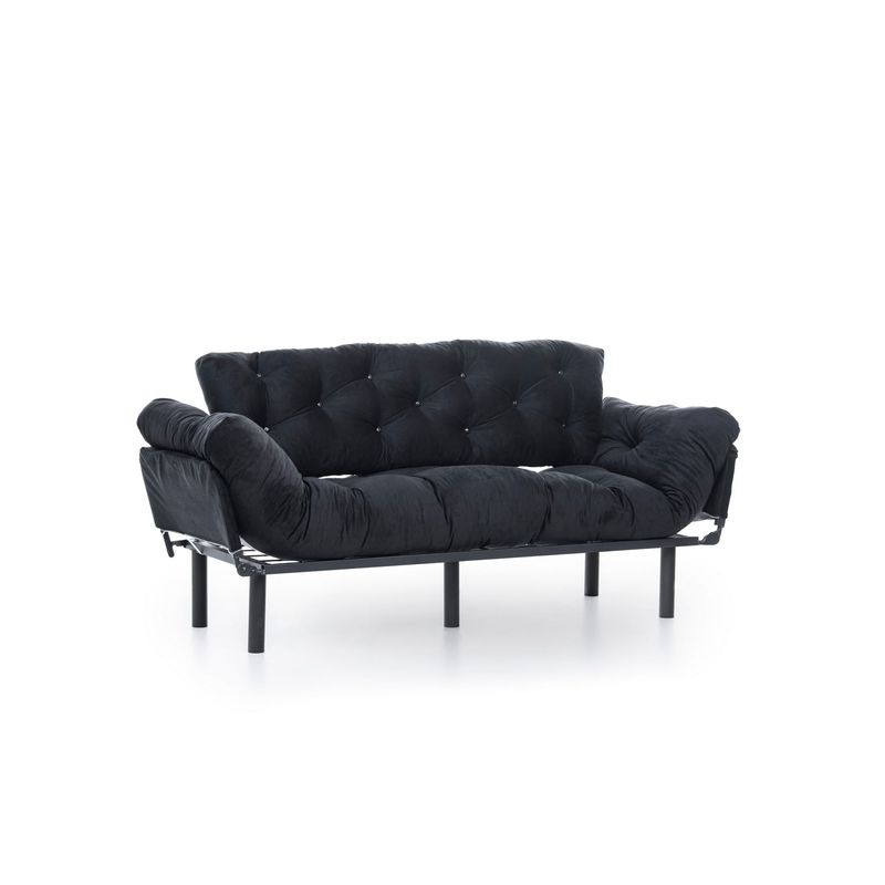 Casa si Gradina - Mobilier - Canapele si coltare - Canapele - Canapea extensibila 3 locuri, Hanah Home, metal, negru, 185x85x70 cm - Infinity.ro