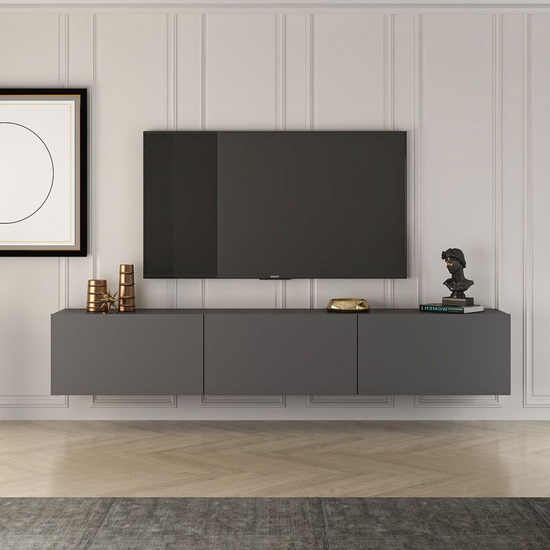 Casa si Gradina - Mobilier - Comode si corpuri - Comode - Comoda tv, Hanah Home, pal melaminat, antracit, 150x30x32 cm - Infinity.ro