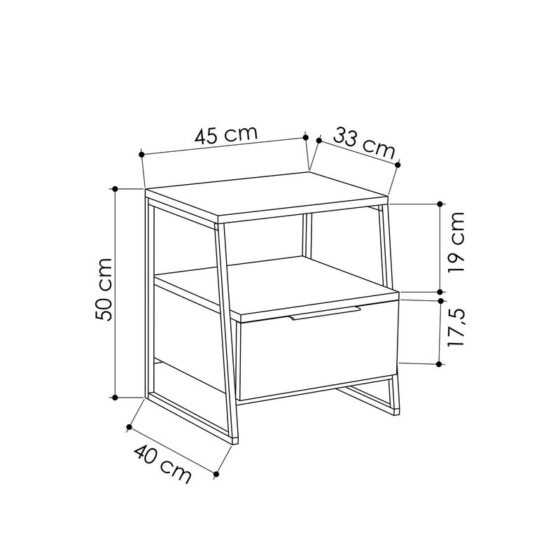 Casa si Gradina - Mobilier - Comode si corpuri - Noptiere - Noptiera, Hanah Home, pal melaminat, alb negru, 45x41x50 cm - Infinity.ro