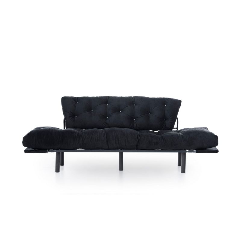 Casa si Gradina - Mobilier - Canapele si coltare - Canapele - Canapea extensibila 3 locuri, Hanah Home, metal, negru, 185x85x70 cm - Infinity.ro