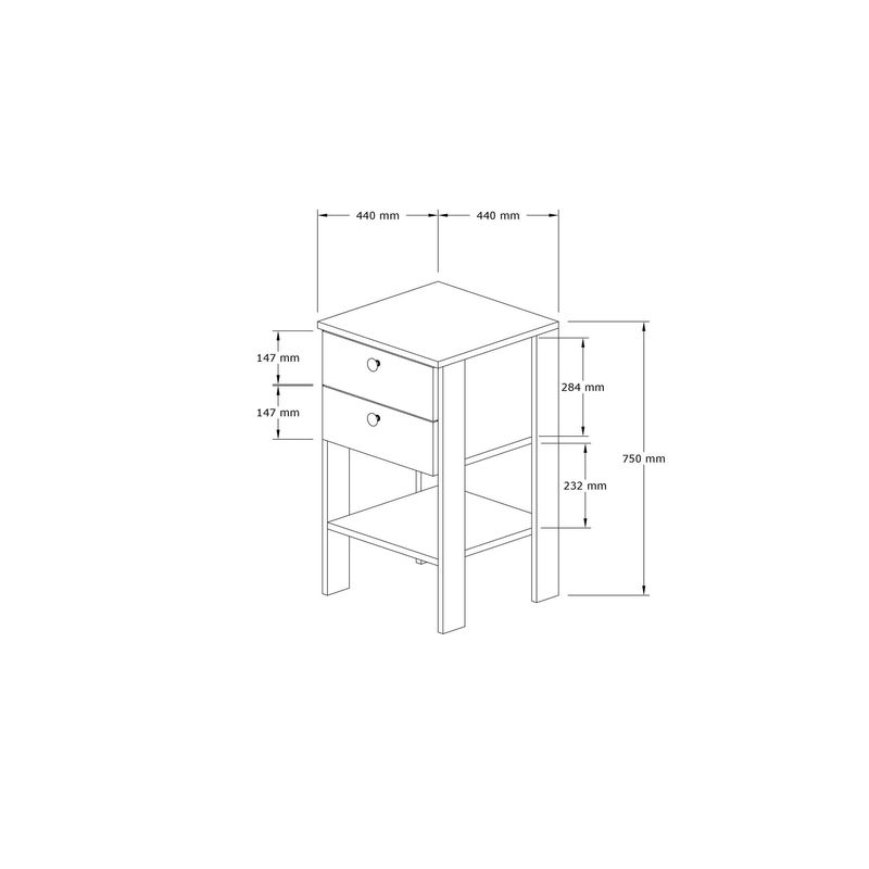 Casa si Gradina - Mobilier - Comode si corpuri - Noptiere - Noptiera, Hanah Home, pal melaminat, alb, 44x44x75 cm - Infinity.ro