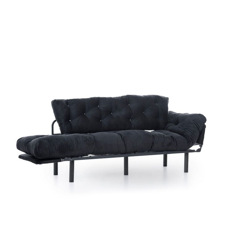 Casa si Gradina - Mobilier - Canapele si coltare - Canapele - Canapea extensibila 3 locuri, Hanah Home, metal, negru, 185x85x70 cm - Infinity.ro