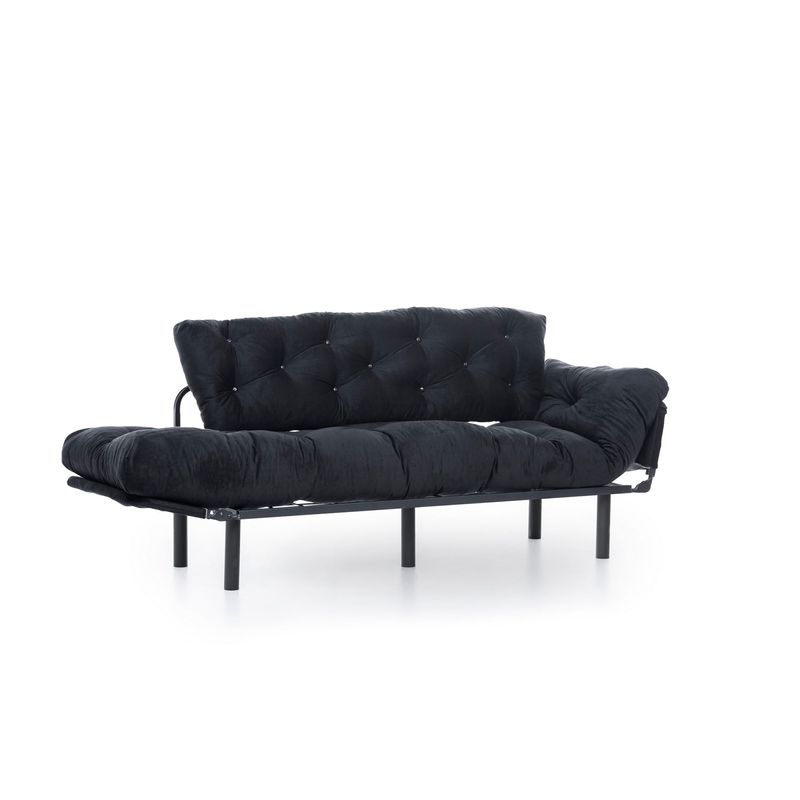 Casa si Gradina - Mobilier - Canapele si coltare - Canapele - Canapea extensibila 3 locuri, Hanah Home, metal, negru, 185x85x70 cm - Infinity.ro