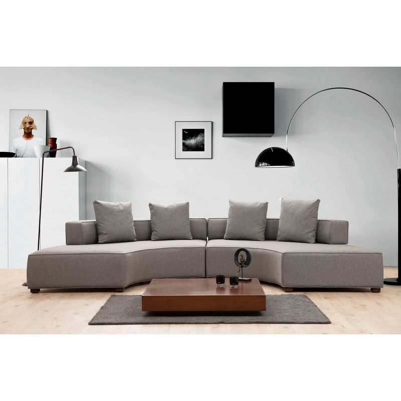 Casa si Gradina - Mobilier - Canapele si coltare - Coltare - Coltar, Hanah Home, lemn fag si pal, gri, 360x105x70 cm, material textil - Infinity.ro