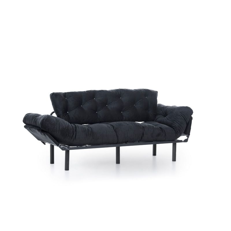 Casa si Gradina - Mobilier - Canapele si coltare - Canapele - Canapea extensibila 3 locuri, Hanah Home, metal, negru, 185x85x70 cm - Infinity.ro
