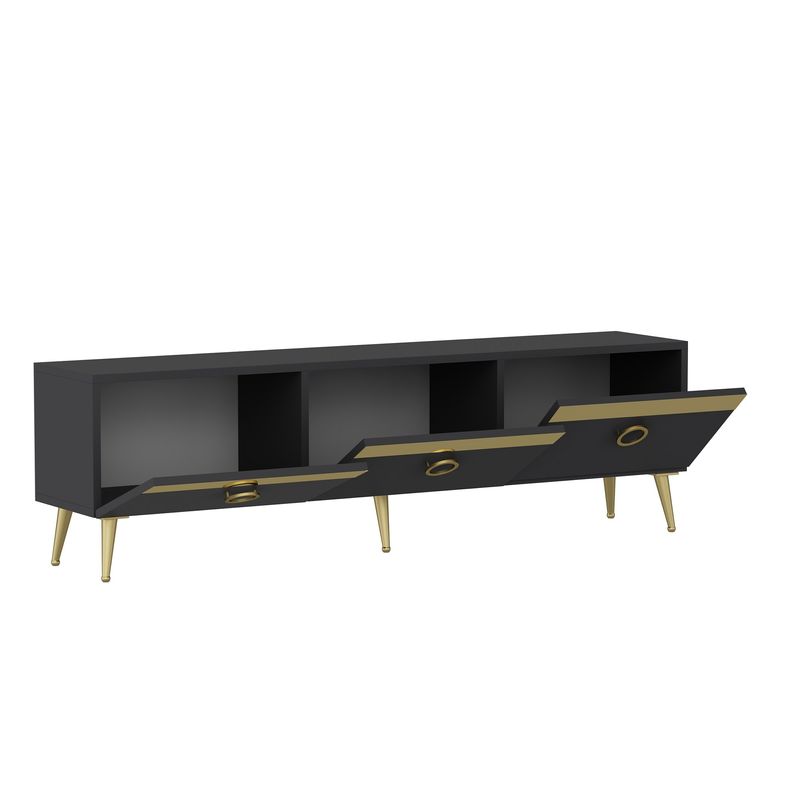 Casa si Gradina - Mobilier - Comode si corpuri - Comode - Comoda tv, Hanah Home, pal melaminat, antracit, 150x45x30 cm - Infinity.ro
