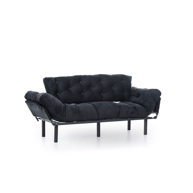 Casa si Gradina - Mobilier - Canapele si coltare - Canapele - Canapea extensibila 3 locuri, Hanah Home, metal, negru, 185x85x70 cm - Infinity.ro