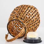 Casa si Gradina - Corpuri si surse de iluminat - Iluminat exterior - Lampi solare - Lampa de podea solara, Opviq, ratan, stejar, 29x43 cm - Infinity.ro