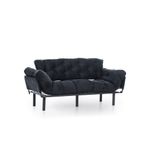 Casa si Gradina - Mobilier - Canapele si coltare - Canapele - Canapea extensibila 3 locuri, Hanah Home, metal, negru, 185x85x70 cm - Infinity.ro