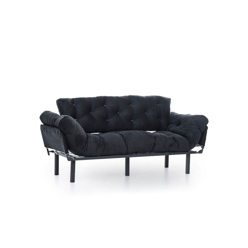 Casa si Gradina - Mobilier - Canapele si coltare - Canapele - Canapea extensibila 3 locuri, Hanah Home, metal, negru, 185x85x70 cm - Infinity.ro