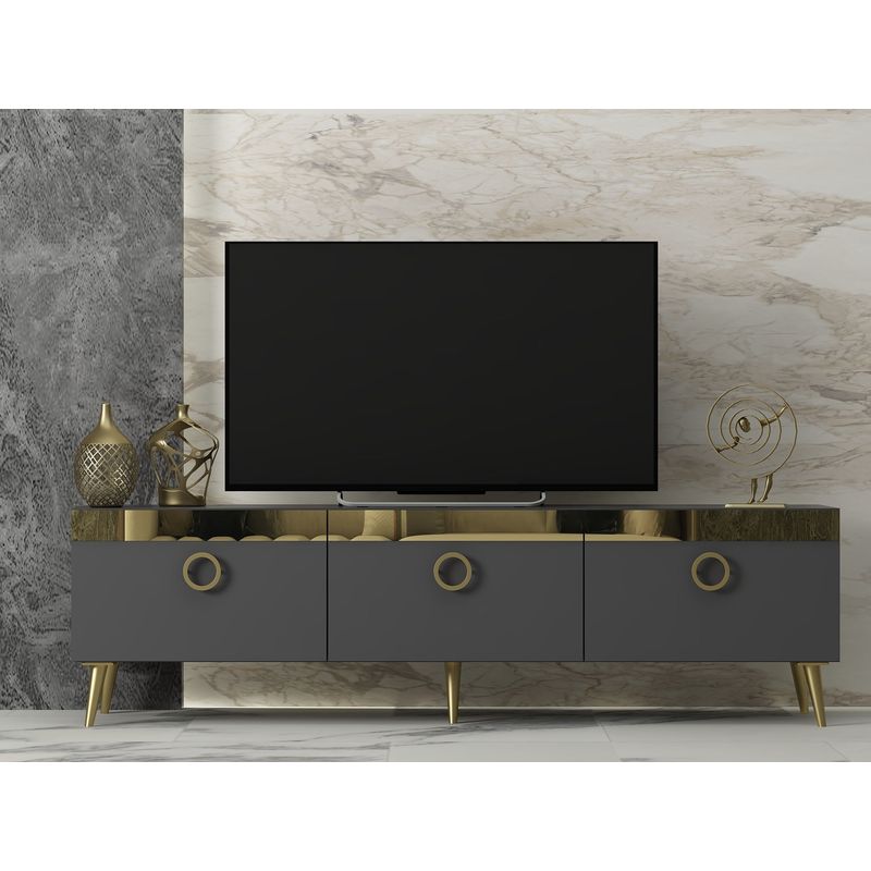 Casa si Gradina - Mobilier - Comode si corpuri - Comode - Comoda tv, Hanah Home, pal melaminat, antracit, 150x45x30 cm - Infinity.ro