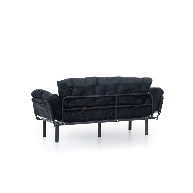 Casa si Gradina - Mobilier - Canapele si coltare - Canapele - Canapea extensibila 3 locuri, Hanah Home, metal, negru, 185x85x70 cm - Infinity.ro