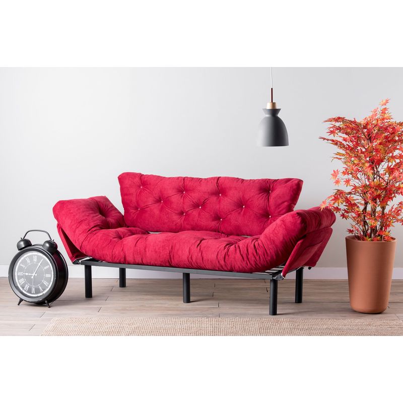 Casa si Gradina - Mobilier - Canapele si coltare - Canapele - Canapea extensibila, Hanah Home, metal, maro, 185x85x70 cm - Infinity.ro