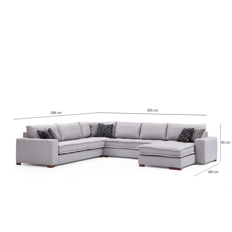 Casa si Gradina - Mobilier - Canapele si coltare - Coltare - Coltar, Atelier Del Sofa, lemn fag si pal, gri deschis, 296x350x190 cm - Infinity.ro