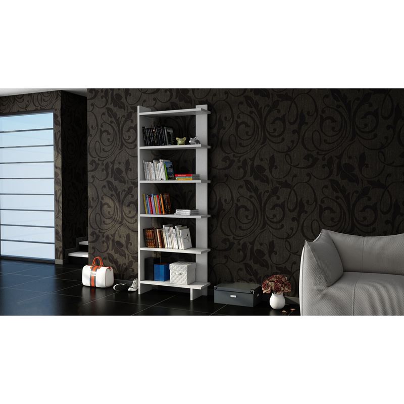 Casa si Gradina - Mobilier - Biblioteci si rafturi - Biblioteci - Biblioteca, Hanah Home, pal melaminat, alb, 46.8x21.3x170 cm - Infinity.ro