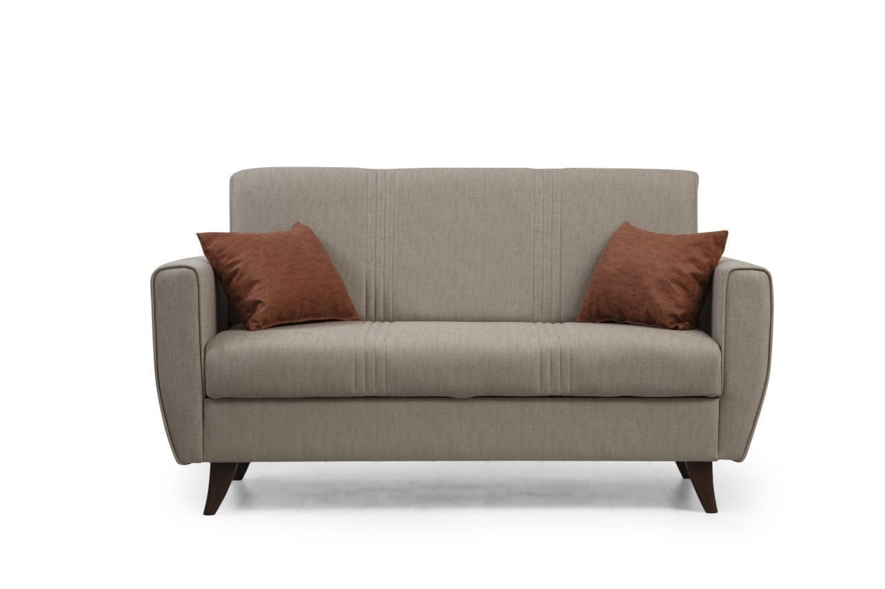 Canapea extensibila 2 locuri, Atelier Del Sofa, metal si lemn, bej, 153x86x77 cm