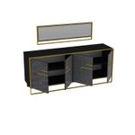 Casa si Gradina - Mobilier - Comode si corpuri - Console - Consola, Hanah Home, panou aglomerat cu melamina, auriu si negru, 179.9x47.3x75 cm, 875ZNA3515 - Infinity.ro