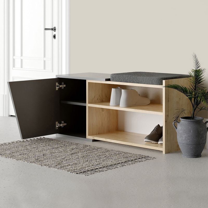 Casa si Gradina - Mobilier - Dulapuri si sifoniere - Dulapuri pantofi - Dulap pantofi, Hanah Home, pal melaminat, stejar si antracit, 104x47x37 cm - Infinity.ro