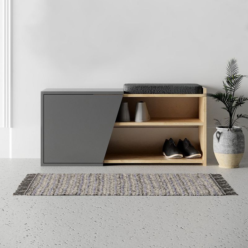 Casa si Gradina - Mobilier - Dulapuri si sifoniere - Dulapuri pantofi - Dulap pantofi, Hanah Home, pal melaminat, stejar si antracit, 104x47x37 cm - Infinity.ro
