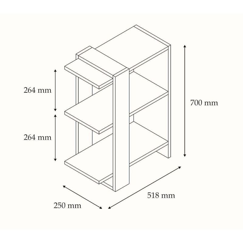 Casa si Gradina - Mobilier - Biblioteci si rafturi - Biblioteci - Biblioteca, Hanah Home, PAL melaminat, nuc si alb, 51.8x25x70 cm - Infinity.ro