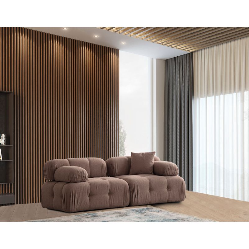 Casa si Gradina - Mobilier - Canapele si coltare - Canapele - Canapea 2 locuri, Hanah Home, poliester, cappuccino, 200x100x80 cm - Infinity.ro