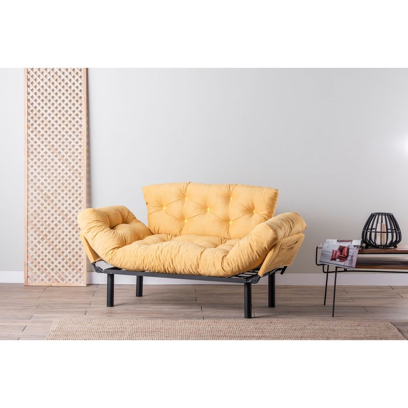 Casa si Gradina - Mobilier - Canapele si coltare - Canapele - Canapea extensibila, Hanah Home, metal, mustar, 155x85x70 cm - Infinity.ro