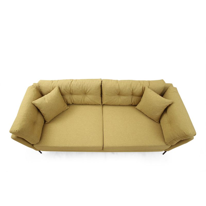 Casa si Gradina - Mobilier - Canapele si coltare - Canapele - Canapea 3 locuri, Hanah Home, lemn fag si pal, galben verzui, 214x90x84 cm - Infinity.ro