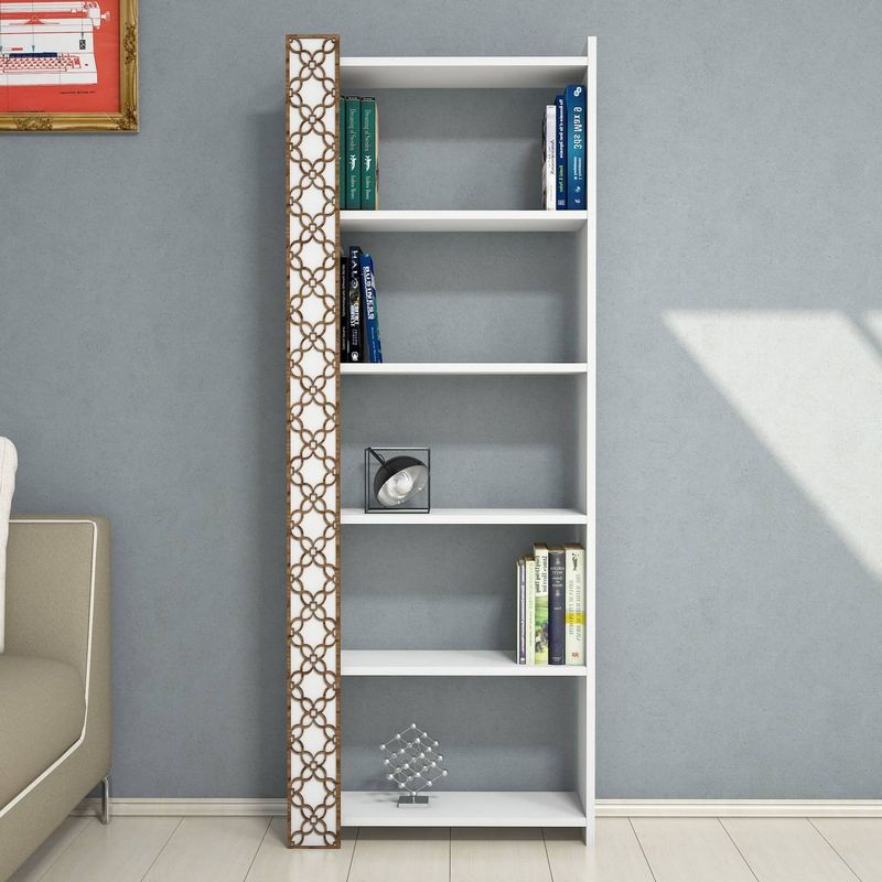 Casa si Gradina - Mobilier - Biblioteci si rafturi - Biblioteci - Biblioteca, Hanah Home, pal melaminat, alb, 64.6x24.2x170 cm - Infinity.ro