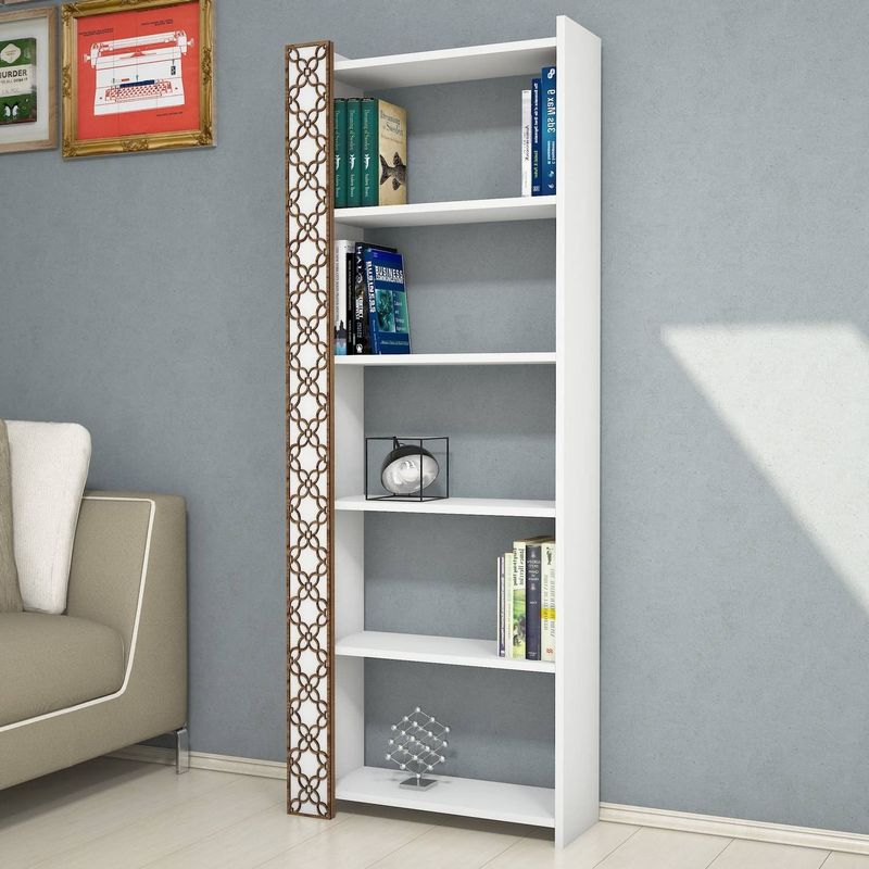 Casa si Gradina - Mobilier - Biblioteci si rafturi - Biblioteci - Biblioteca, Hanah Home, pal melaminat, alb, 64.6x24.2x170 cm - Infinity.ro