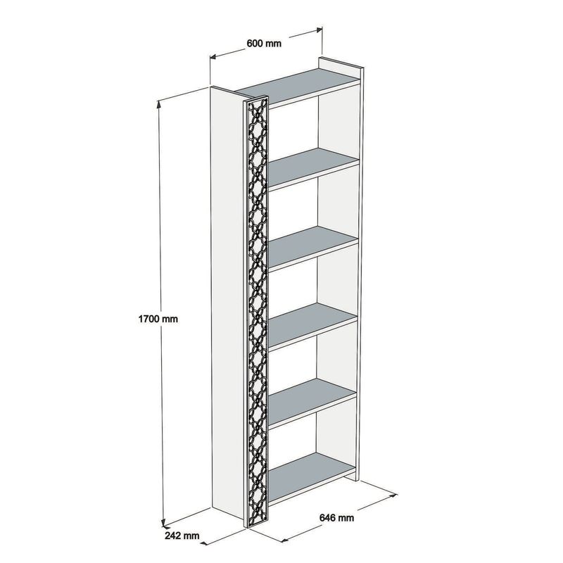 Casa si Gradina - Mobilier - Biblioteci si rafturi - Biblioteci - Biblioteca, Hanah Home, pal melaminat, alb, 64.6x24.2x170 cm - Infinity.ro
