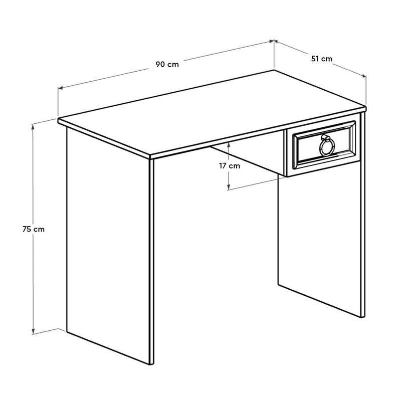 Casa si Gradina - Mobilier - Mese si birouri - Birouri - Birou, Hanah Home, panou aglomerat cu melamina, alb, 90x51x75 cm - Infinity.ro