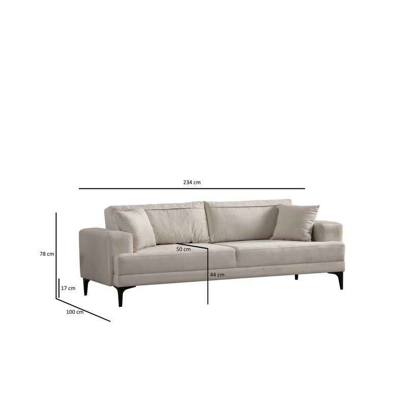 Casa si Gradina - Mobilier - Canapele si coltare - Canapele - Canapea 3 locuri, Atelier Del Sofa, 100% poliester, ecru, 234x100x78 cm - Infinity.ro