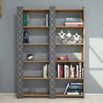Casa si Gradina - Mobilier - Biblioteci si rafturi - Biblioteci - Biblioteca, Hanah Home, pal melaminat, nuc si calcedonie, 124.6x24.2x170 cm - Infinity.ro