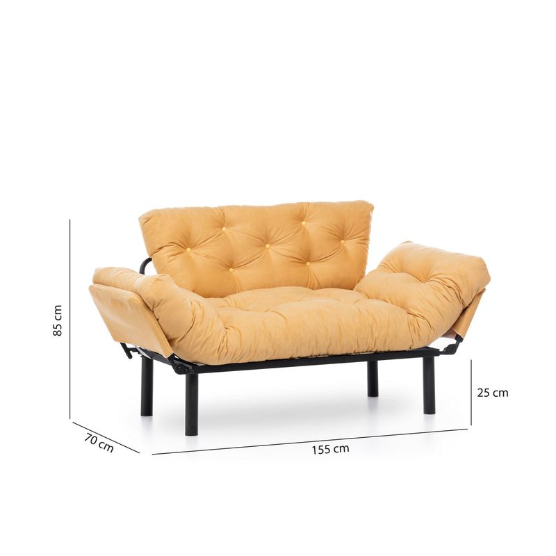 Casa si Gradina - Mobilier - Canapele si coltare - Canapele - Canapea extensibila, Hanah Home, metal, mustar, 155x85x70 cm - Infinity.ro