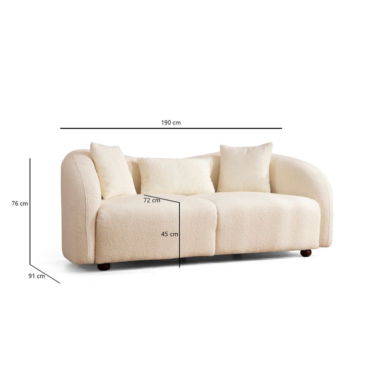 Casa si Gradina - Mobilier - Canapele si coltare - Canapele - Canapea 2 locuri, Hanah Home, lemn fag si pal, crem, 190x91x76 cm - Infinity.ro